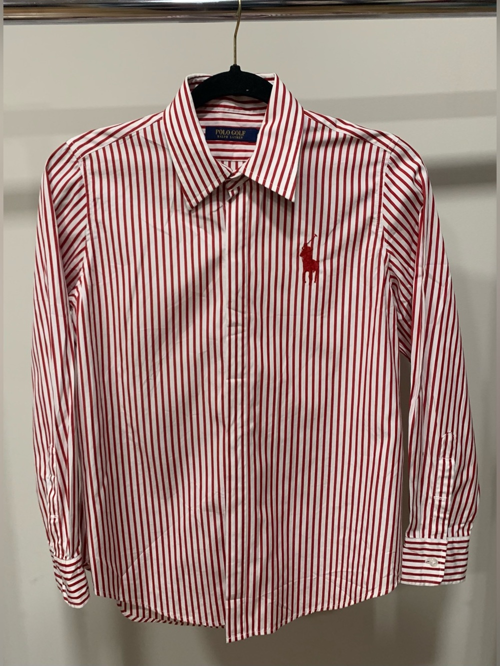 Polo Golf Ralph Lauren Button up Big Pony Embroidered Oxford Boys 8 Red Preppy